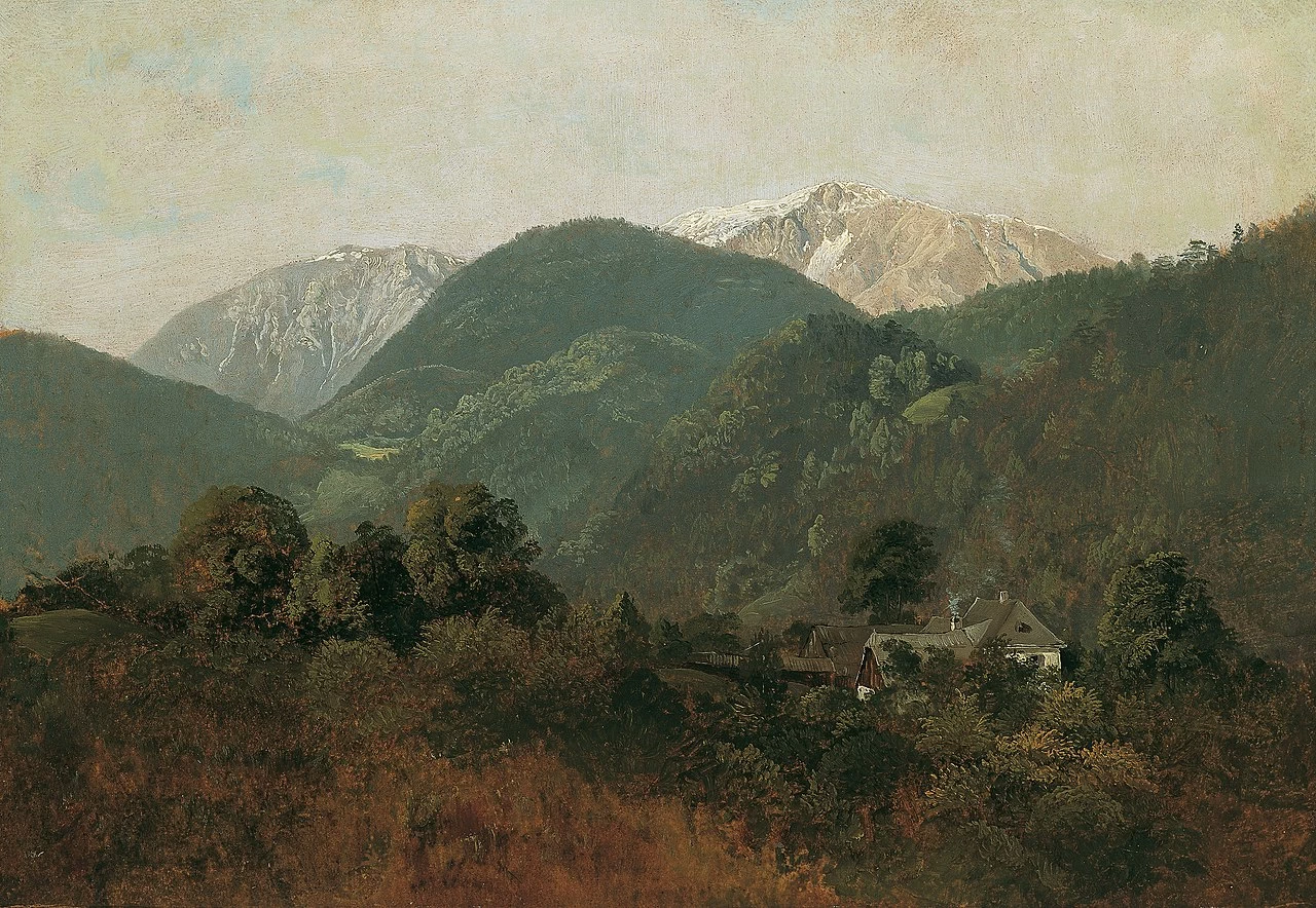 Vista da Scheuchenstein al Gauermannhof con Monteneve sullo sfondo - - Österreichische Galerie Belvedere, Vienna